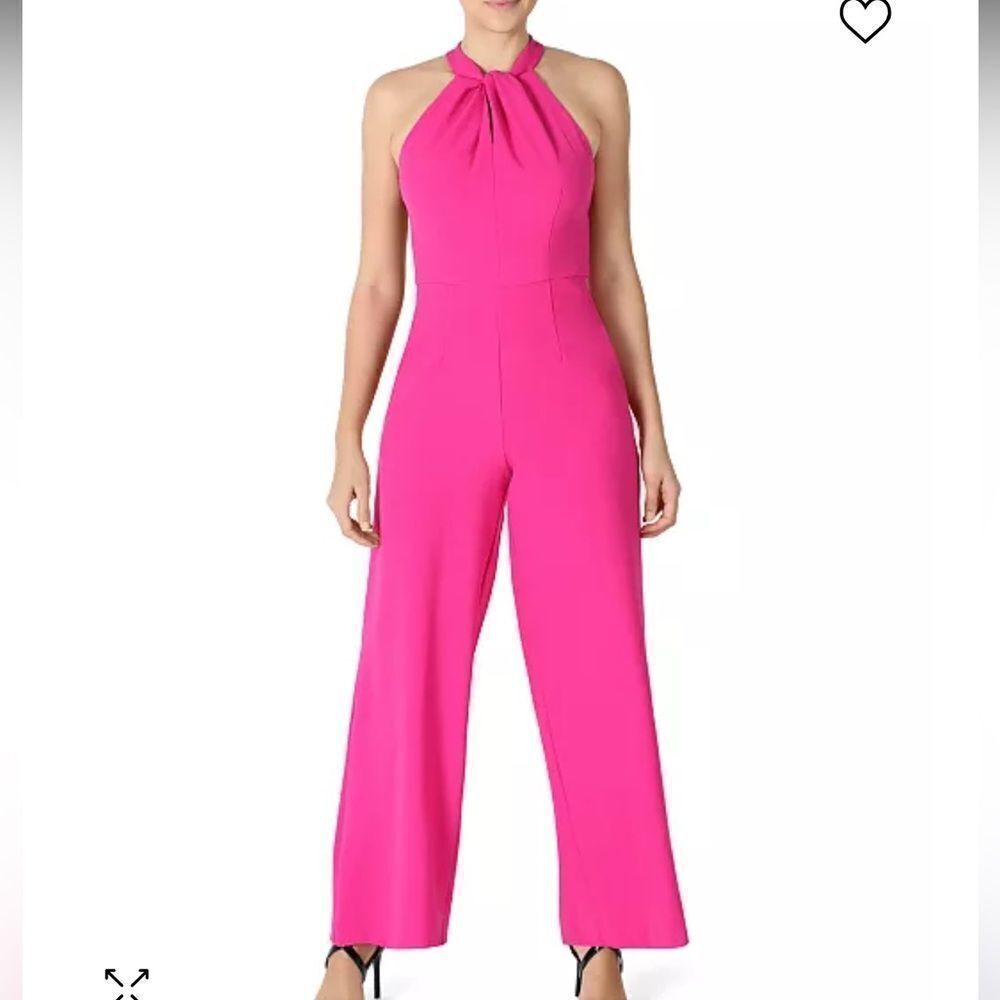 Julia Jordan Fuchsia PinkTwist Front Halter Jumpsuit